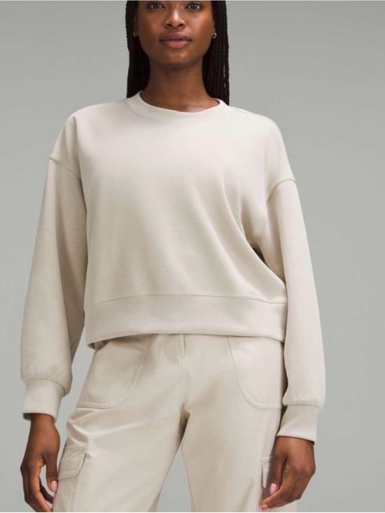 lululemon athletica Sweaters - Lululemon Softstreme Perfectly Oversized Cropped Crew Mojave Tan Size 6